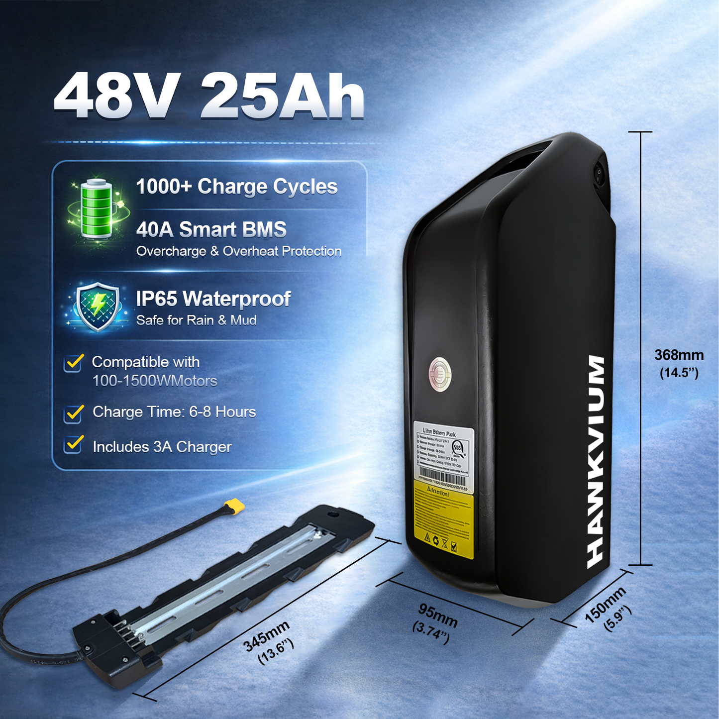 Polly DP-7 48V 25Ah Ebike Battery