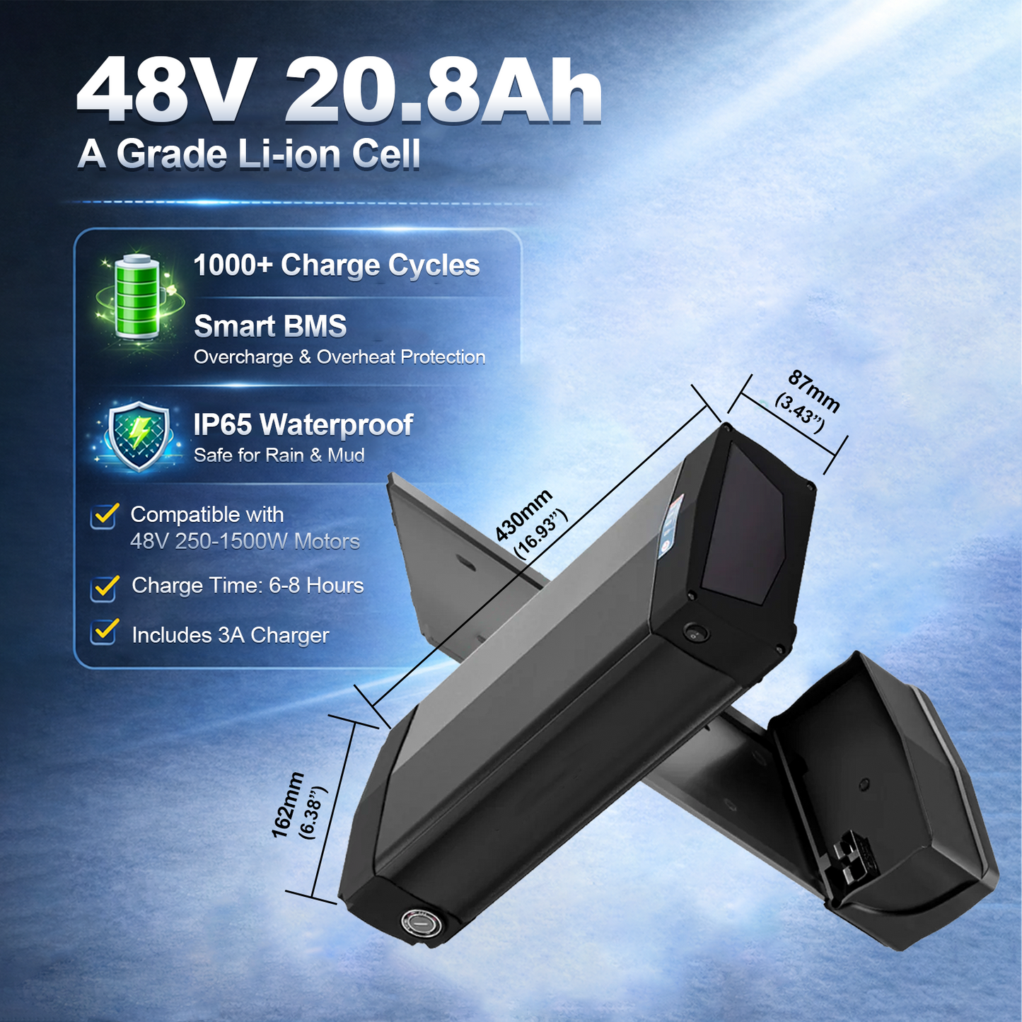 Rear Rack 48V 20.8Ah Ebike Battery