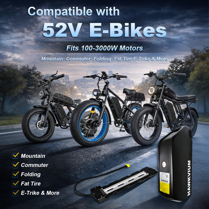 Polly DP-7 52V 25Ah Ebike Battery with Universal E-Bike Battery Mounting Bag