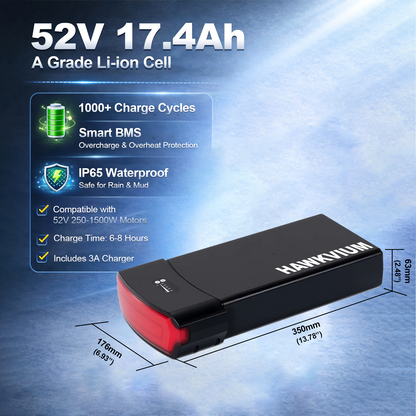 Rear Rack 52V 17.4Ah Ebike Battery