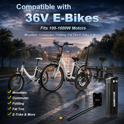 Black Silver Fish 36V 15Ah  Ebike Battery