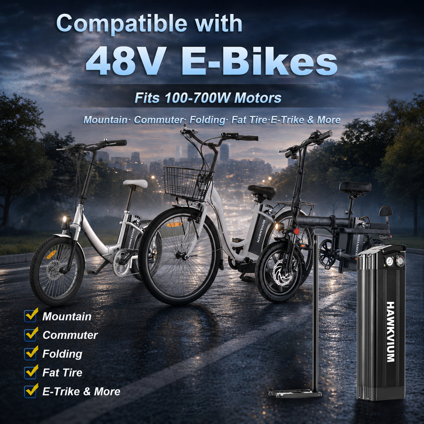 Black Silver Fish 48V 13Ah Ebike Battery