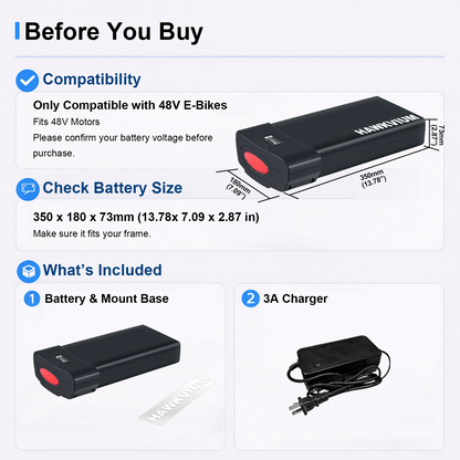 Rear Rack 48V 13Ah Ebike Battery