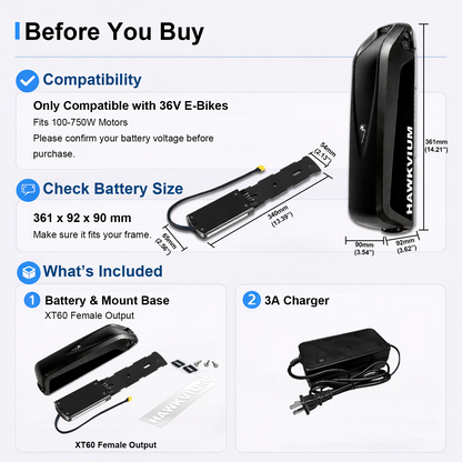 Hailong 36V 13Ah Ebike Battery