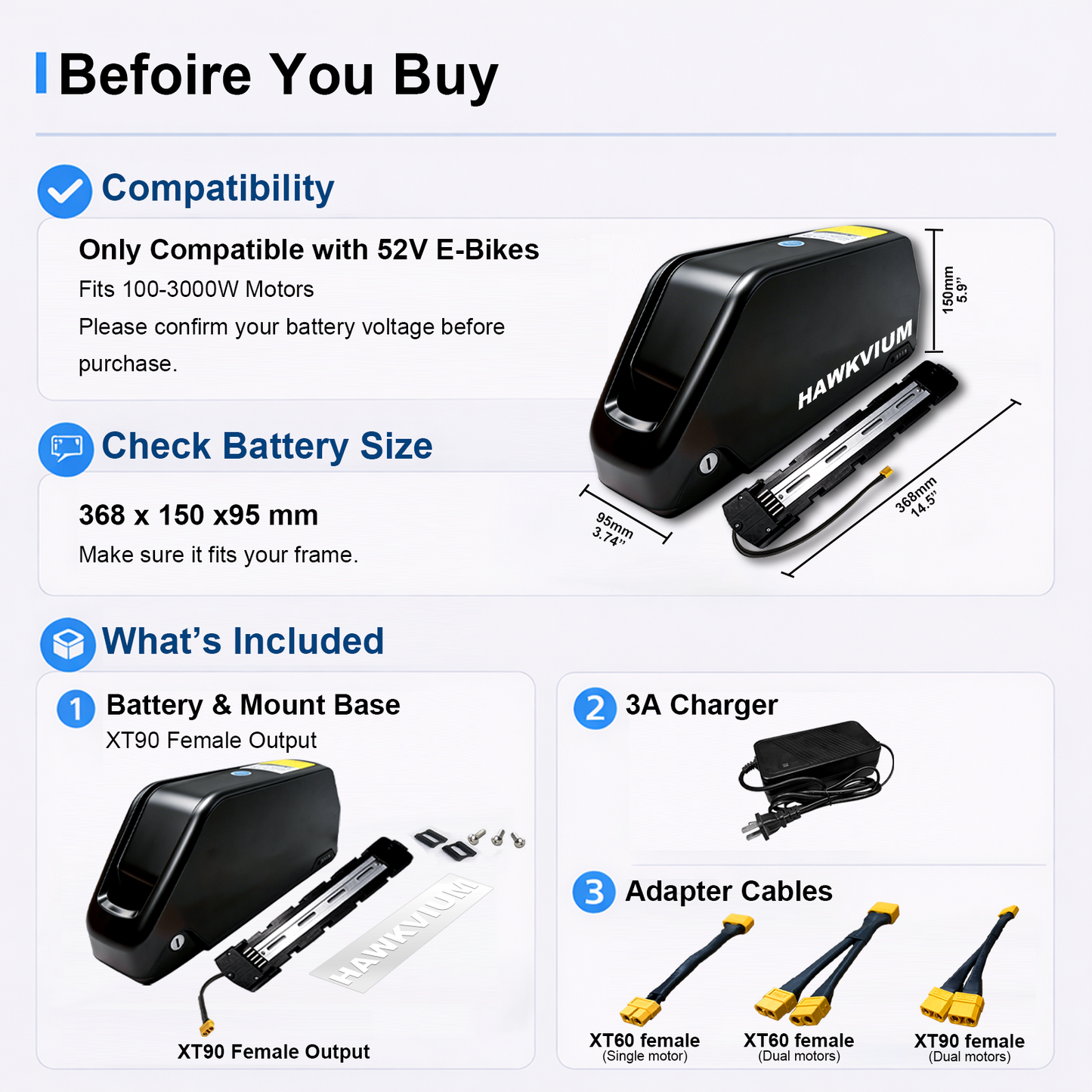 Polly DP-7 52V 25Ah Ebike Battery