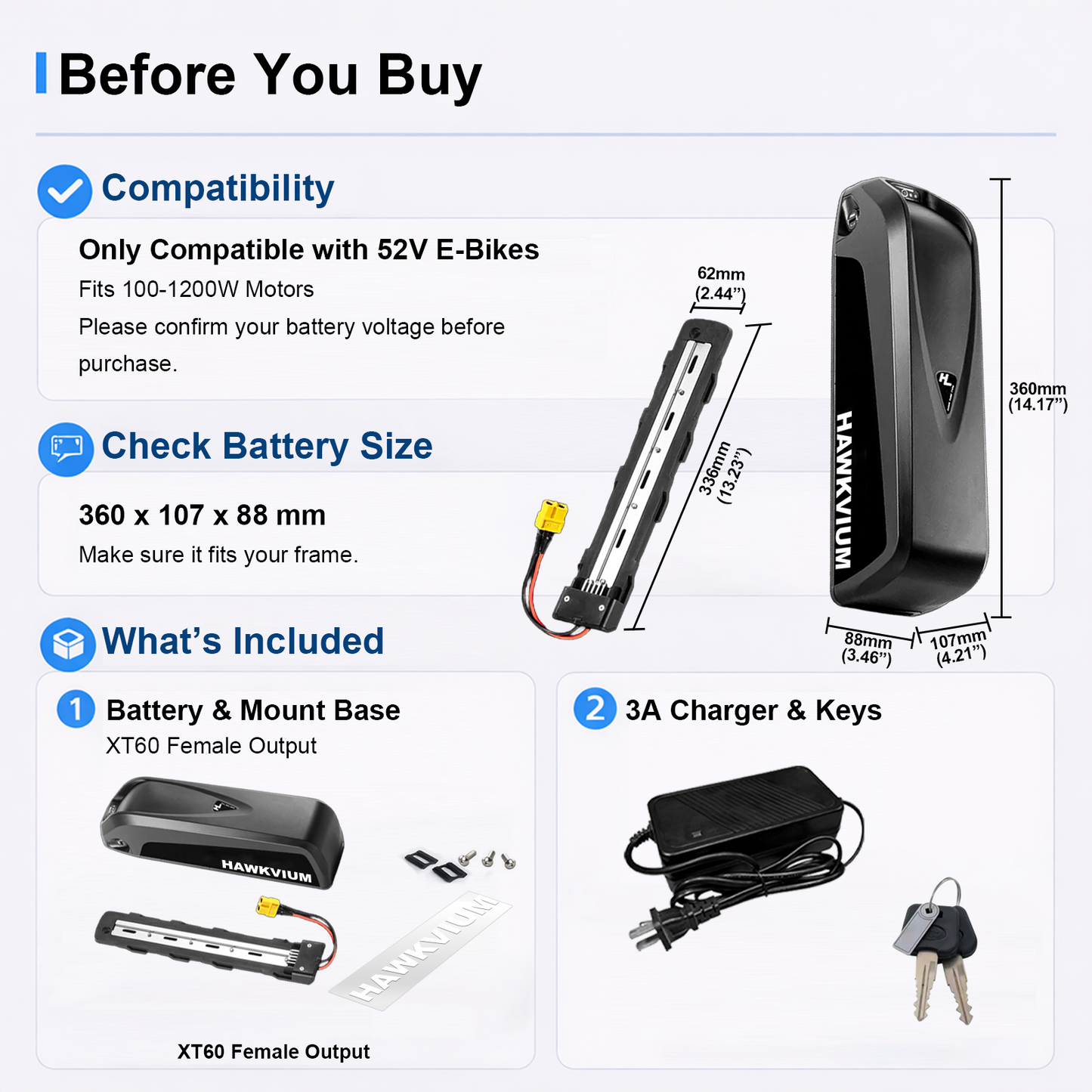 Hailong 52V 13Ah Ebike Battery