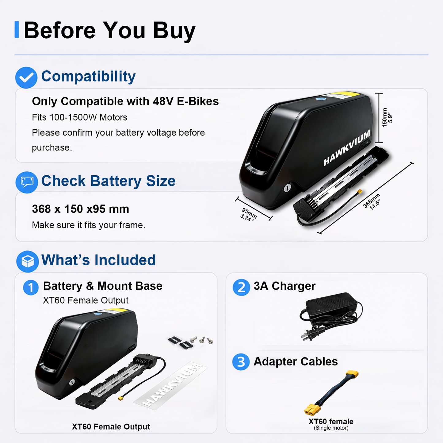 Polly DP-7 48V 25Ah Ebike Battery