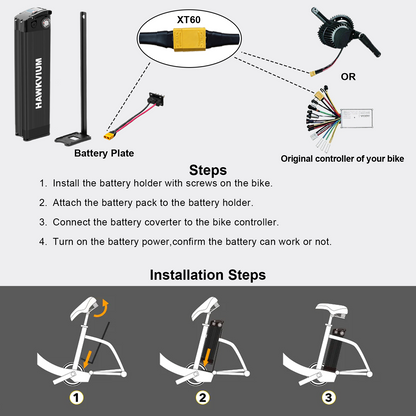 Silver Fish 48V 15.6Ah Ebike Battery Black