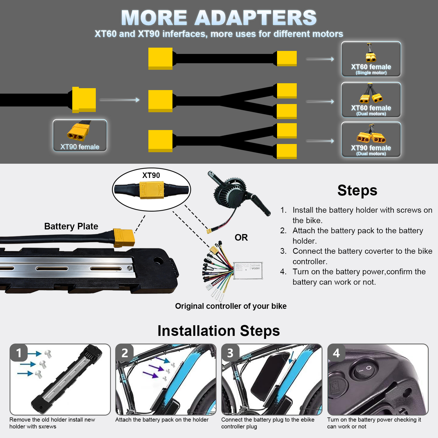 Polly DP-7 52V 25Ah Ebike Battery with Universal E-Bike Battery Mounting Bag